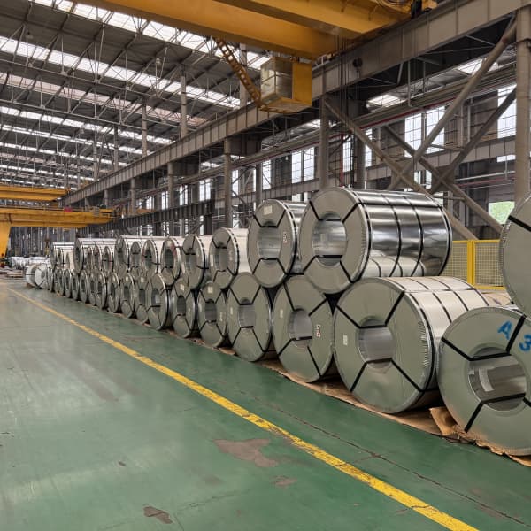 Seaworthy eye to sky protective packing configuration applied to hot dipped galvanized steel coils.