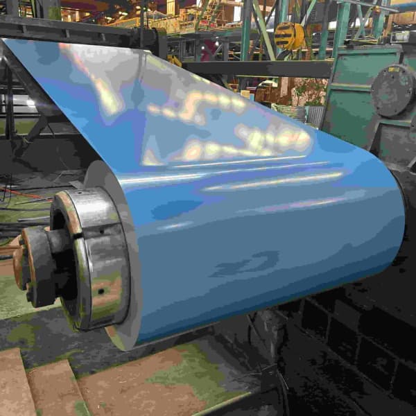 Roll-forming grade prepainted steel coil displaying smooth surface finishing in our workshop.