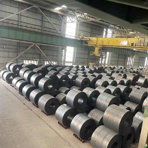 Hot rolled steel coils loaded at Tianjin port for overseas shipping